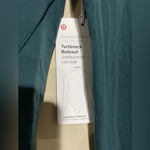 lululemon NWT Wundermost Ultra-Soft Nulu Turtleneck Bodysuit Storm Teal - Picture 9 of 13